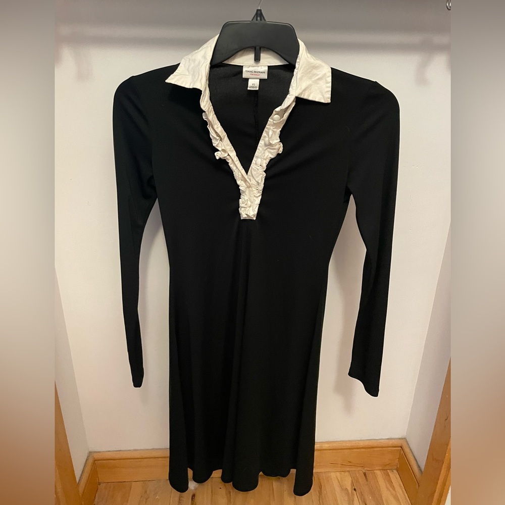 Black Dress with White Button Collar